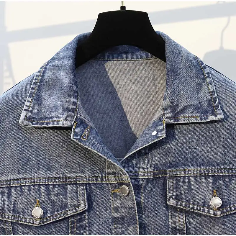 Женские джинсовые куртки с вышивкой и крыльями большие размеры 4XL 3XL весенние