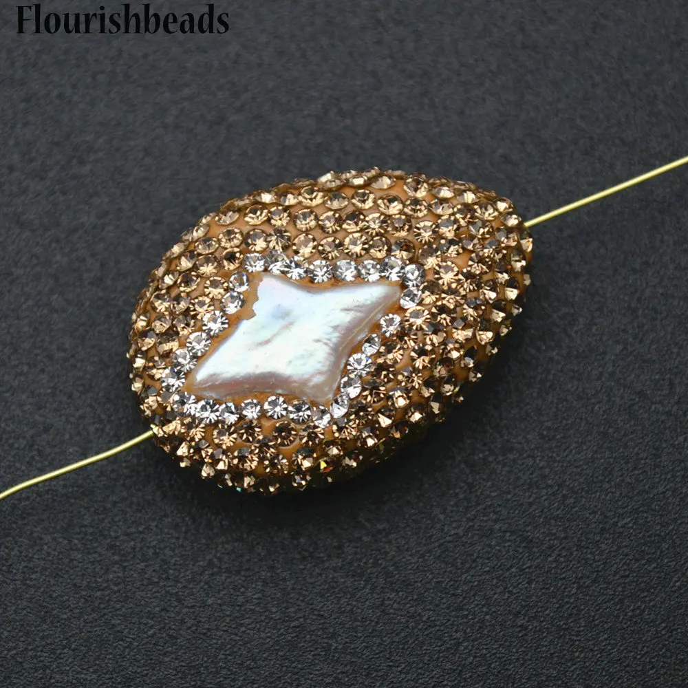 Бусины Из Натурального пресноводного жемчуга в форме Самородка Овальные Плоские