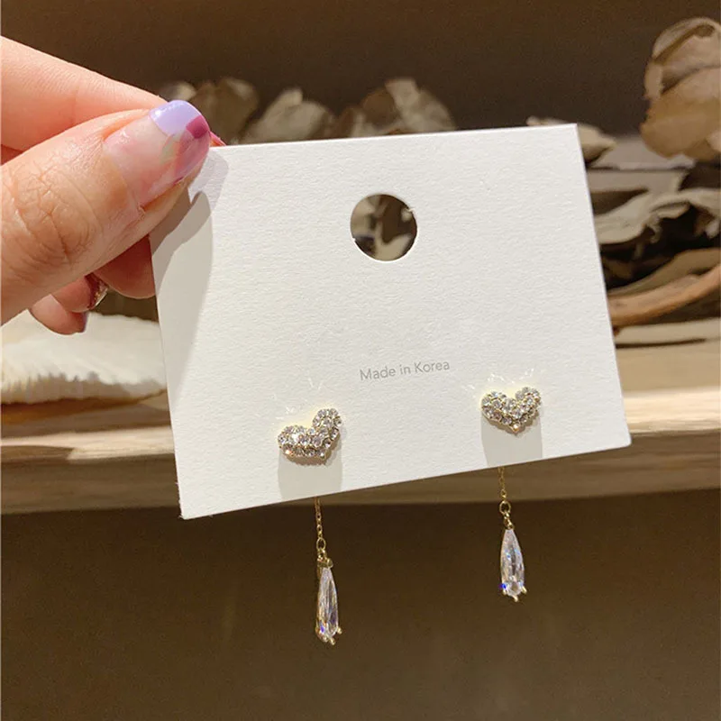 

Korean Jewelry Heart Drop Earrings for Women Tassel Dangle Earrings 2020 Gifts For Women Pendientes Jewelry