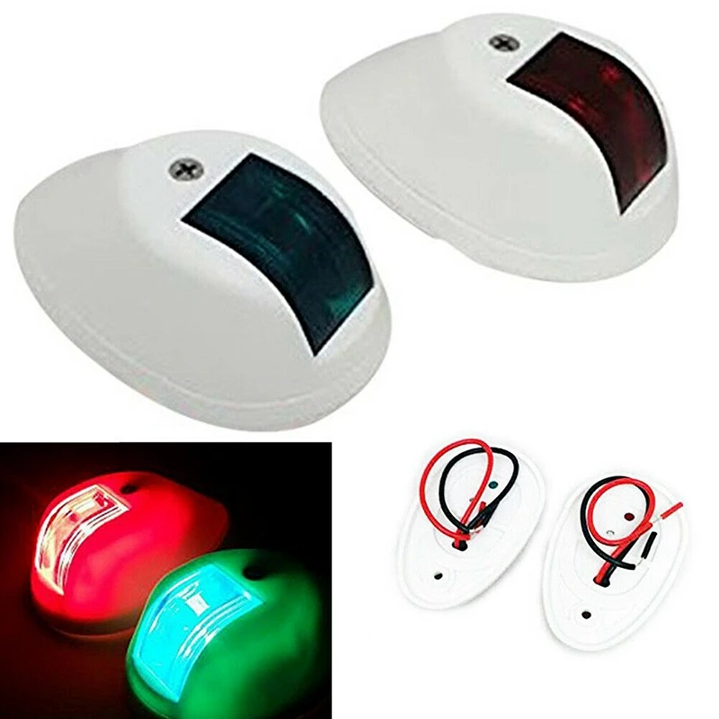 

2Pcs 12V-24V Left and Right Marine LED Navigation Lights Red and Green Indicator Lights for Yachts and Boats
