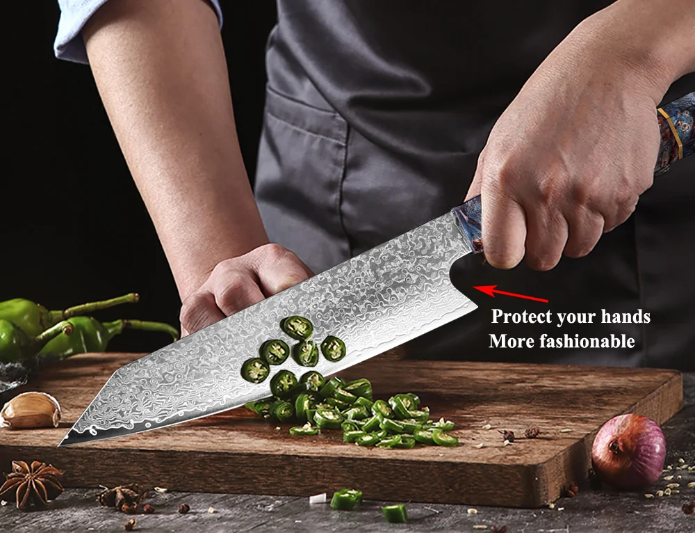 

Damascus Chef Knife 8" Inch Japanese Kitchen Knife Sharp Gyuto Slice Cleaver Santoku Stable Solid Wood Handle Cooking Tool