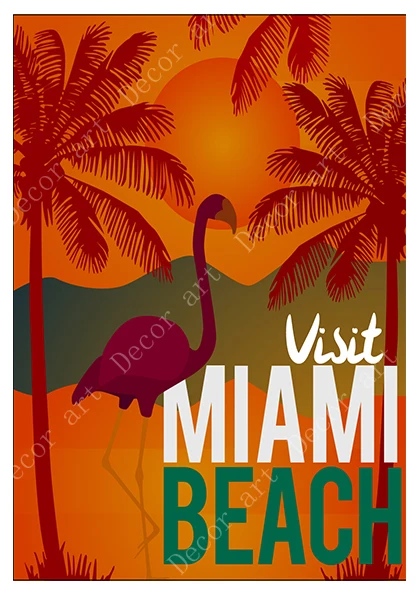Путешествия во Флориду Майами пляж Америка холст картины винтажные стены крафт