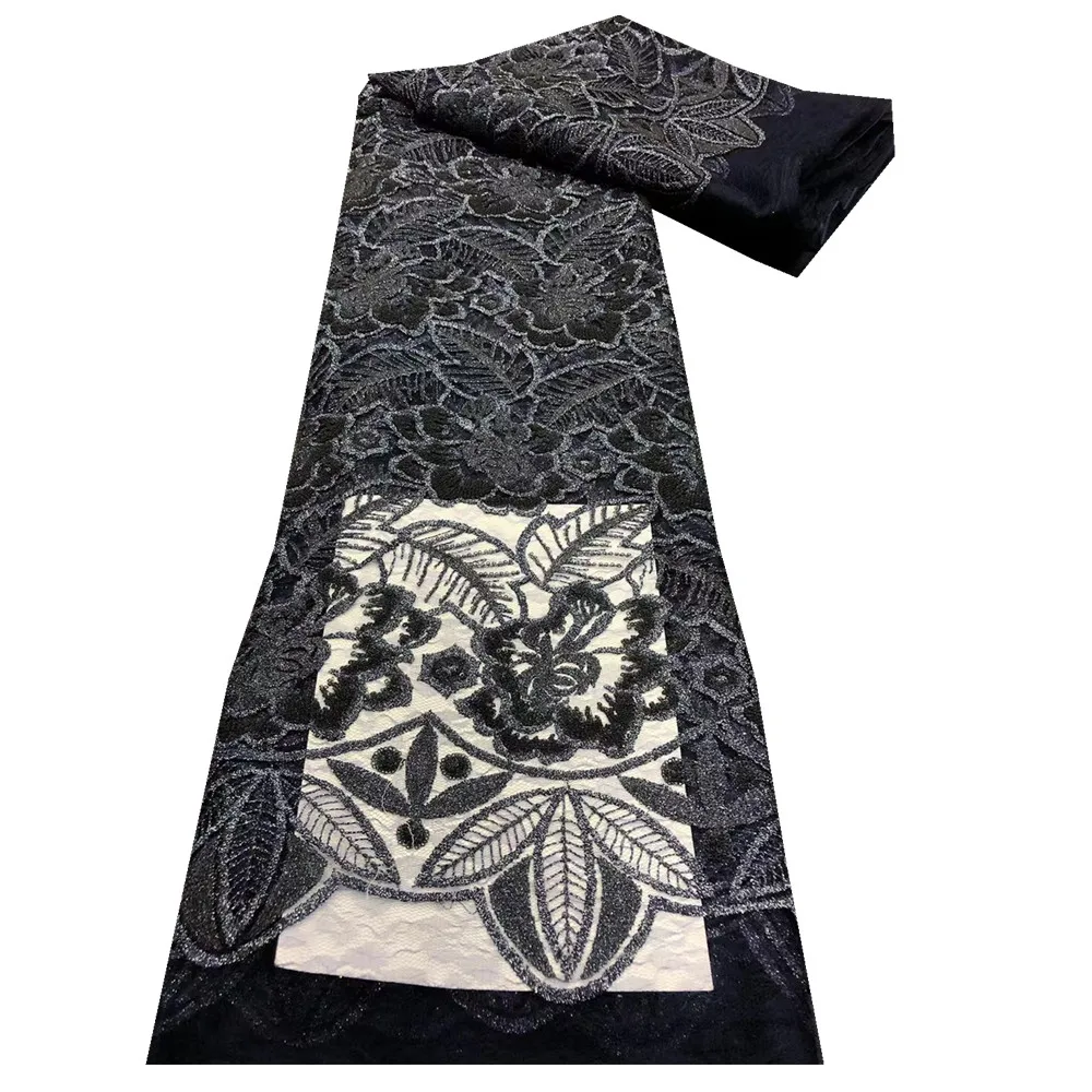

Famiar African Lace Fabric 2021 High Quality sequins Nigerian Lace Fabrics Sewing French Tulle Lace Material for party XB-248