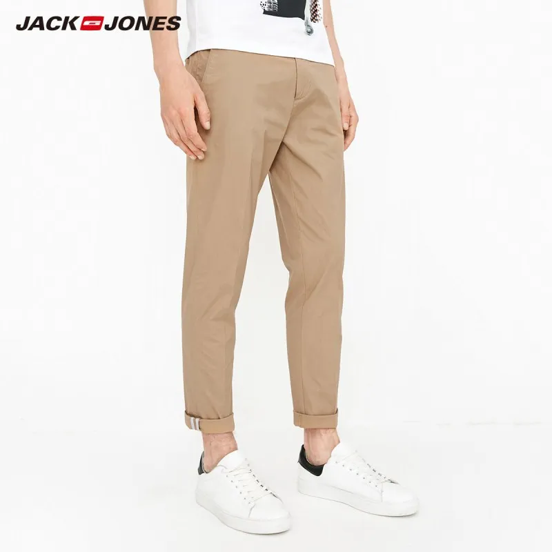 TOBACCO JackJones мужские Смарт повседневные лайкра ткань slim fit бизнес чистый цвет брюки мужские 218314501 - Цвет: TOBACCO