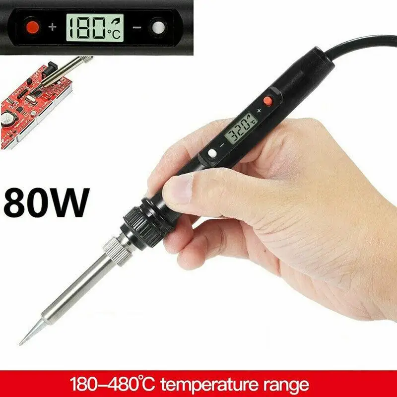 

80W Electric Soldering Iron Digital Display Adjustable Double Button Temperature High Temperature Handle Welding Tool