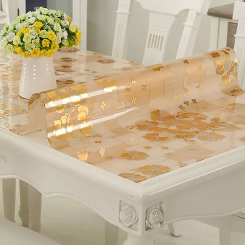 Водонепроницаемая скатерть из ПВХ с золотым узором подкладка для кухни