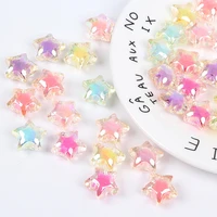 new acrylic candy inner plating colored pentagram ab multicolour pearlescent straight hole beads girls children hair accessories