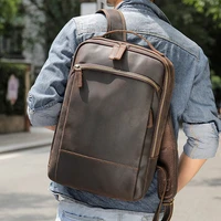 maheu vintage backpack genuine leather mens travel bagapck 16 inch laptop bagpack travel bag with belt on luggage school bag