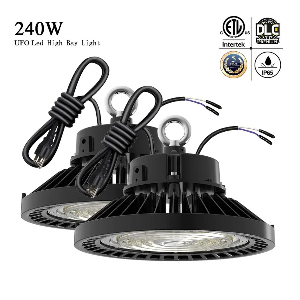 2Pack/lot UFO LED High Bay Lights 100W 150W 200W 240W 1-10V Dimmable Industrial Lighting 5000K Warehouse Garage Light 150lm/w