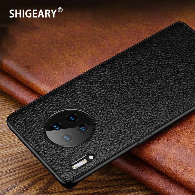 

Shigeary Cover for Huawei Mate 30 Genuine Leather Case High Quality Litchi Pattern Cases for Huawei Mate 30 Pro Coque Back Case