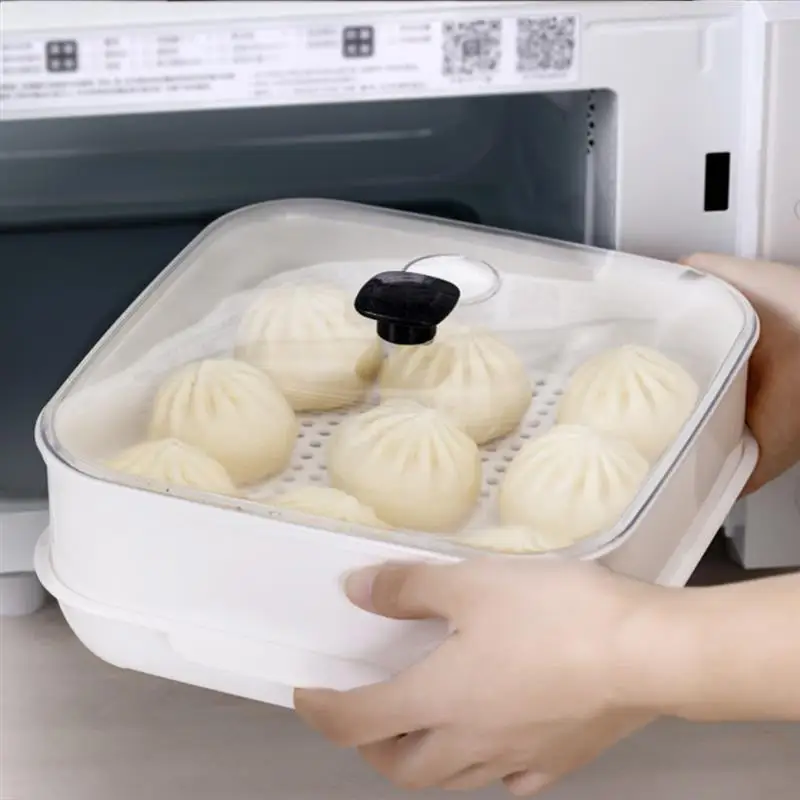 

Kitchen Microwave Oven Steamer Cook Container With Lid Plastic For Steamed Bread Fish Vegetable Dumpling Kitchen Utensil