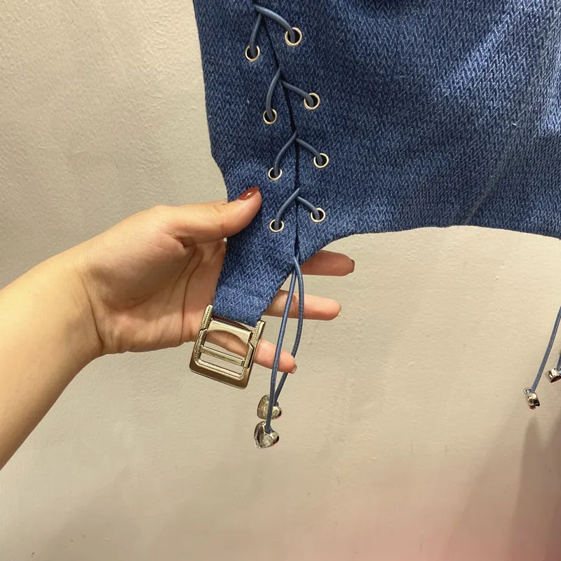 2021 summer new women's suspenders, original design sense, side-tied vest, irregular hem French style,slim slimming blouse women
