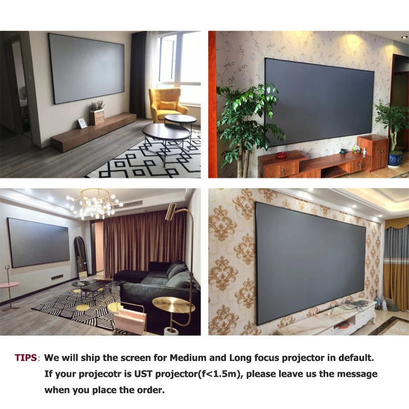 Рассеивающий свет отклоняющий ALR 84 92 100 120 133 150 дюймов стационарный тонкий экран