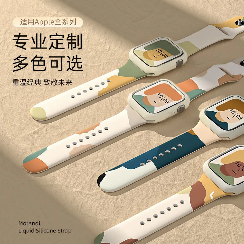 

For Apple Watch Band SE 6 5 4 Silicone Morandi style 42MM 44MM Bracelet Strap Solo Loop For iWatch Wristband 5 4 3 38MM 40MM