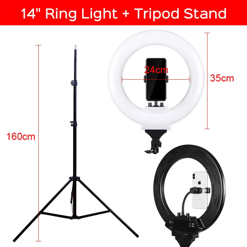 14 inch 35cm Photography LED Selfie Ring Light Photo Studio Camera Light With Phone Holder Tripod Stand For Makeup Video Live