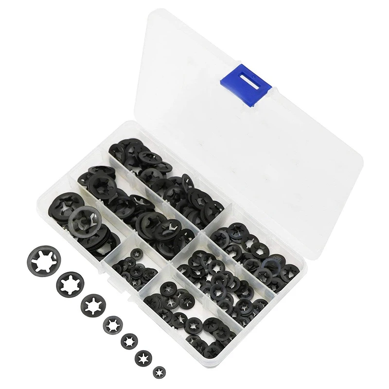 

260Pcs M3 M4 M5 M6 M8 M10 M12 Push-on Locking Washers Star Nut Metal Quick Speed Star Nut Locking Fastener Assorted Kit