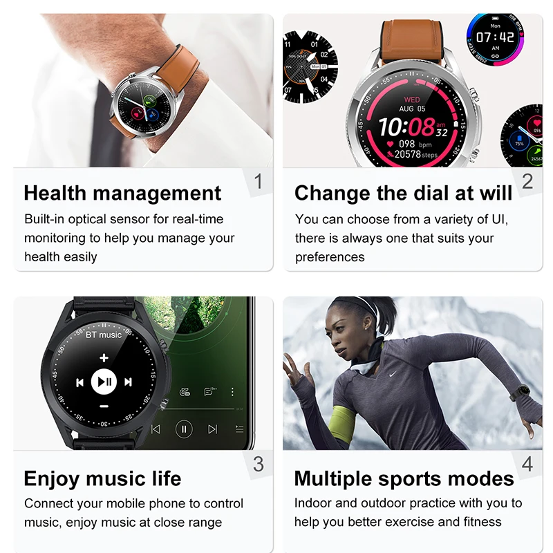 

Bluetooth call smart watch men waterproof Health sport watches Heart Rate Tracker Alarm Clock Smartwatch for apple Android xiomi