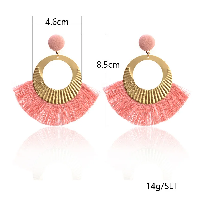 Classic Bohemian Stud Earrings Folk-custom Silk Tassel Scalloped Earring 2019 Gold Metal Big Circle Fashion Women Jewelry Gifts | Украшения