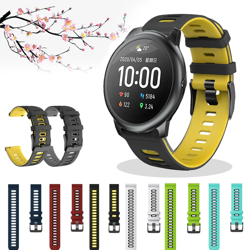 20 22 мм Correa силиконовый ремешок для Huami Amazfit GTS Bip GTR 47 42 Xiaomi haylou solar lS05 часов