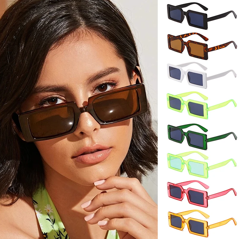 

Candy Color Vintage Wide Frame Women Sunglass Small Rectangle Sunglasses Summer Female UV400 Lens Trendy Eyewear Wholesale