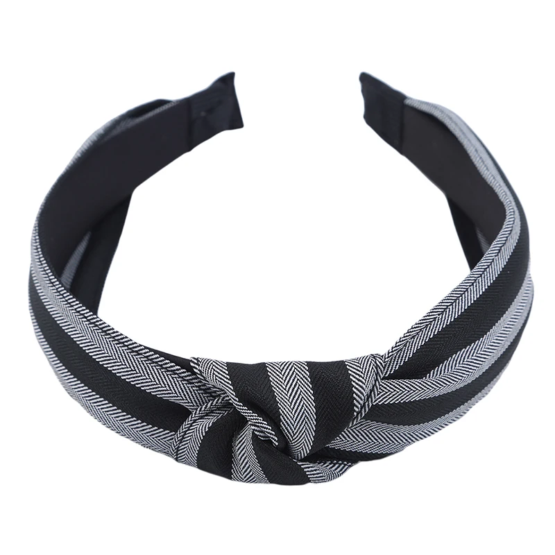 

New Fashion Women Hairband Wide Side Headband Cross Knot Turban Classic Striped Headwear Girls Hair Accessories Drop Shipping