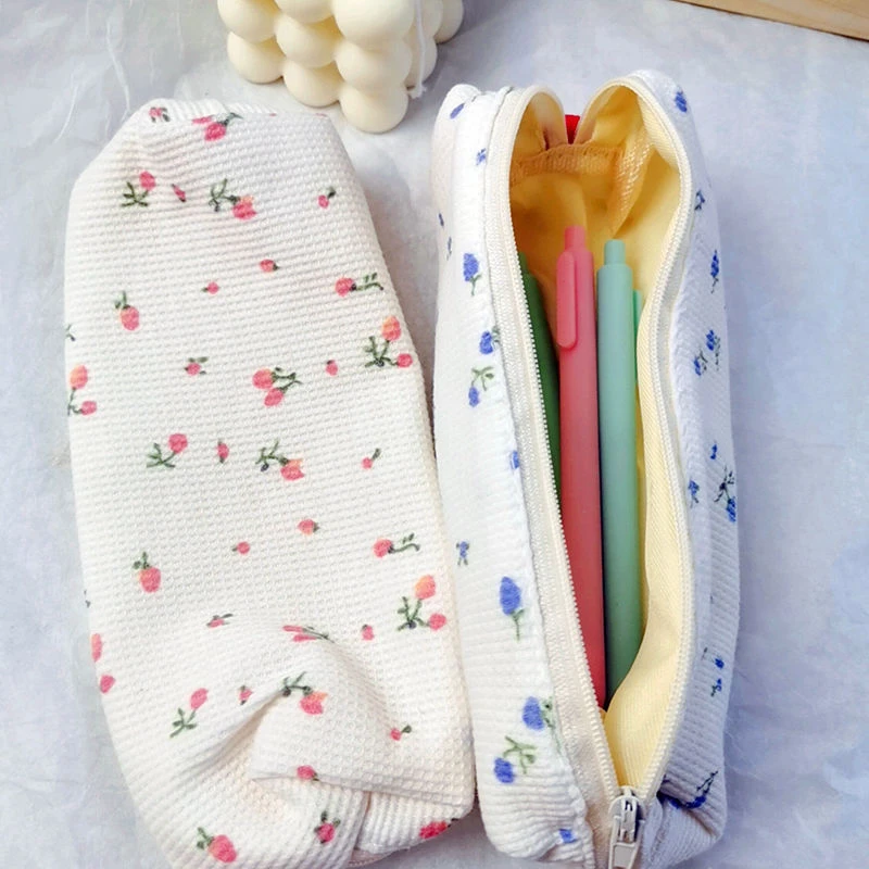 

Kawaii Fresh Style Pencil Bag Small Flowers Pencil Cases Cute Simple Lovely Pen Bag Storage Bags School Supplies Stationery