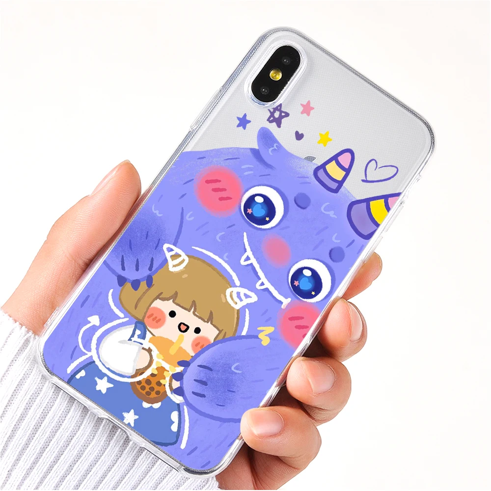 

Transparent Phone Case For iPhone 11 XR XS Max X 7 8 Case Little Monsters Clear Soft TPU Cover For iPhone 11 7 8 6 Plus Case