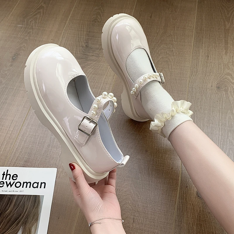 

Shoes Women's Heels British Style Female Footwear Round Toe Casual Sneaker Platform Autumn Oxfords On Heels Preppy Dress