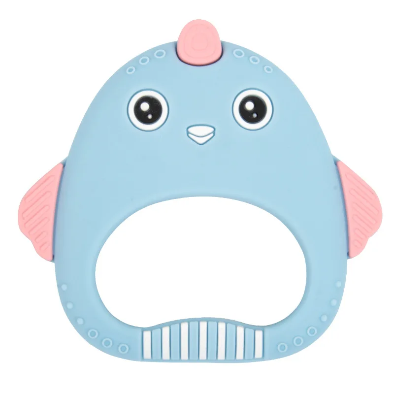 Blue Chick Platube безопасный Прорезыватель для зубов, Силиконовые Прорезыватели для зубов в форме героев мультфильмов для младенцев и детей, органические Прорезыватели для зубов - Цвет: Blue Chick