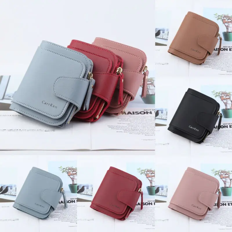 2019 женский короткий маленький кошелек для денег на молнии кожаный складной