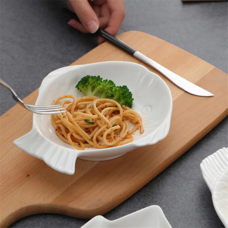 Креативная форма рыбы в форме листа модное милое блюдо для торта керамический