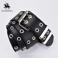 no onepaul women belt genuine leather new punk style fashion pin buckle jeans decorative belt chain luxury brand belts for women