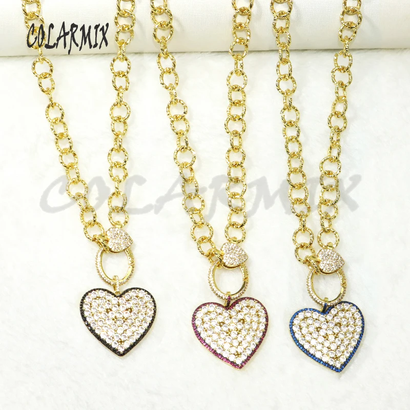 Ожерелье с подвеской в виде большого сердца из хрустального циркония 2 шт.