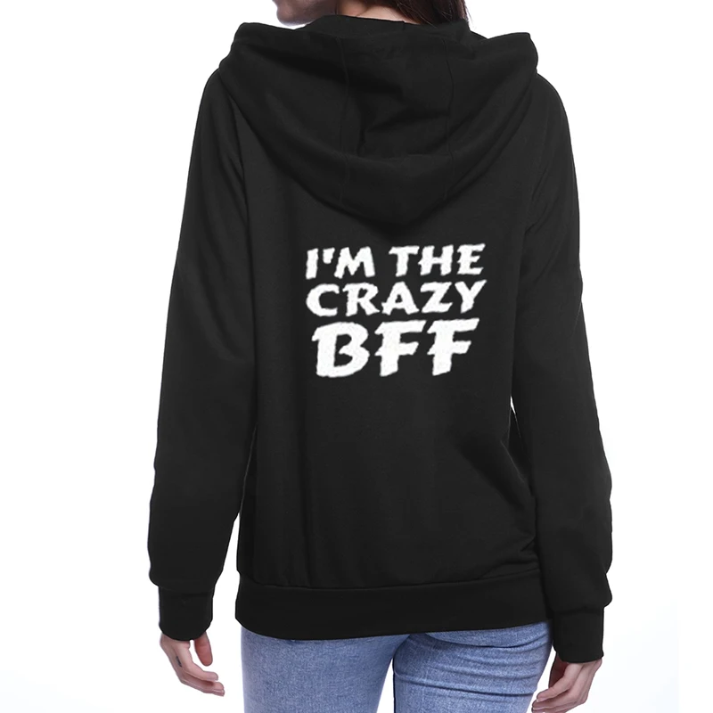 Bff 01 02 толстовка с буквенным принтом лучший друг Толстовка для женщин с длинным рукавом Толстовка с капюшоном Harajuku пуловер
