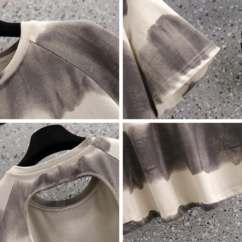 

Plus Size 4XL T-Shirt Dresses 2021 Summer New Designer Dresses Lady Vestidos Loose Off the Back Female Striped Robe Dress KE1615