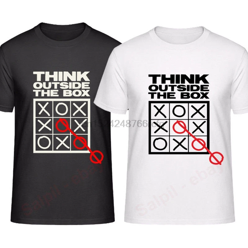 Think outside the box T-Shirt Men Women Black White Tic Tok | Мужская одежда