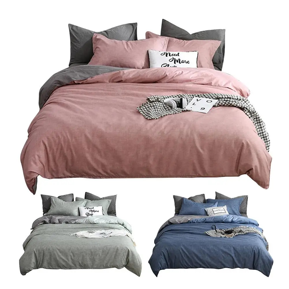 

4pcs Bedding Set Solid Color Soft Duvet Cover With Bed Sheet And 2 Pillowcases