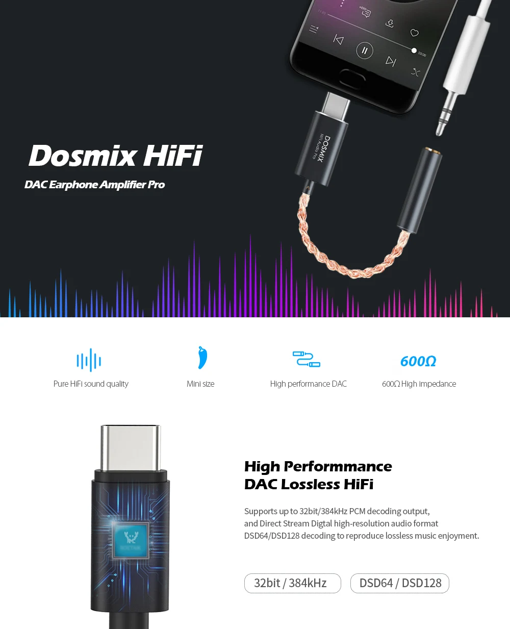 Hi-Fi DAC усилитель для наушников Pro Type-C на 3 5 мм | Электроника