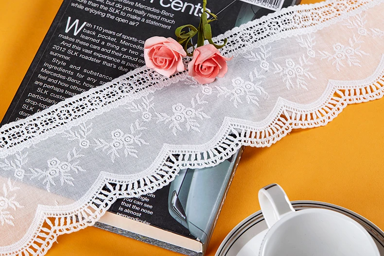 10.5cm wide-1yards/lot Craft Beige/White Flower Embroidered Lace Trim Cotton Ribbon Lovely Z902 | Дом и сад