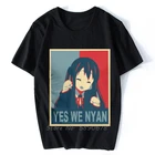 Мужская футболка Azusa-Yes We Nyan K-on Yui, японская музыка, аниме, хлопковые топы, винтажные футболки с коротким рукавом в стиле Харадзюку