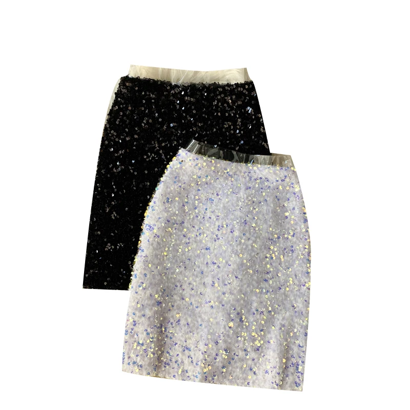 Женская короткая мини юбка с блестками привлекательная трапециевидная высокой