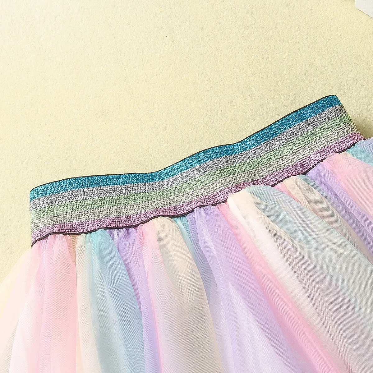 

Summer new baby kids girls cotton skirts girls rainbow high waist elastic mesh Skirts Girls Fashion casual sweet skirts 7193 18