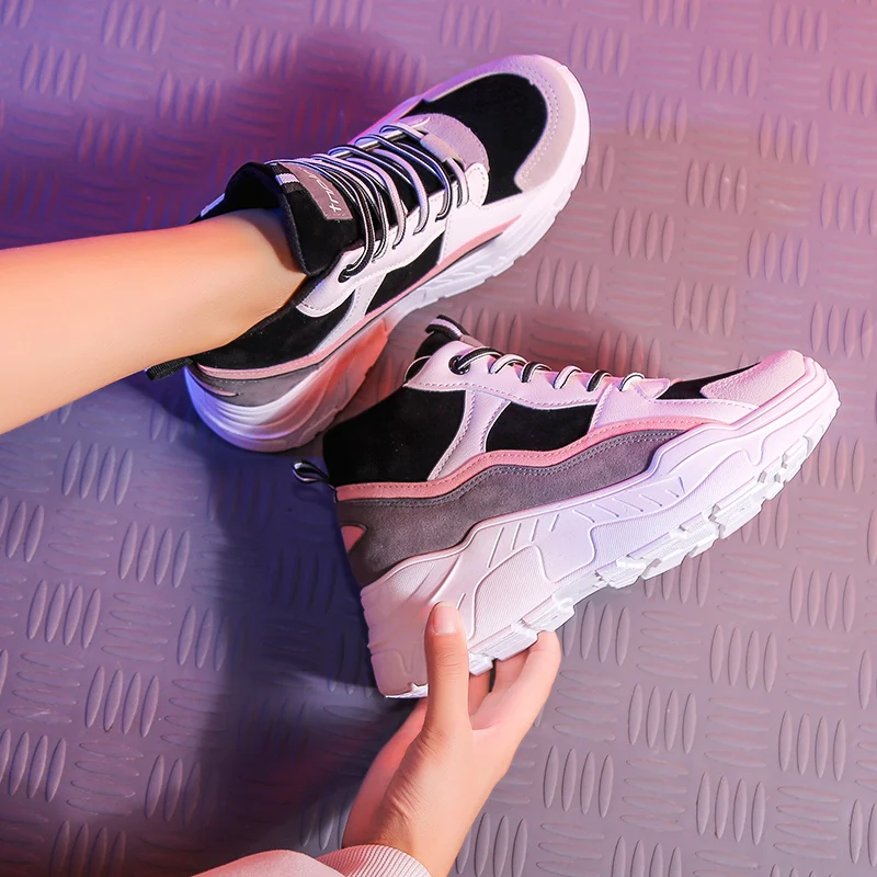 Женские кроссовки на платформе 5 см высокий каблук модная повседневная Уличная