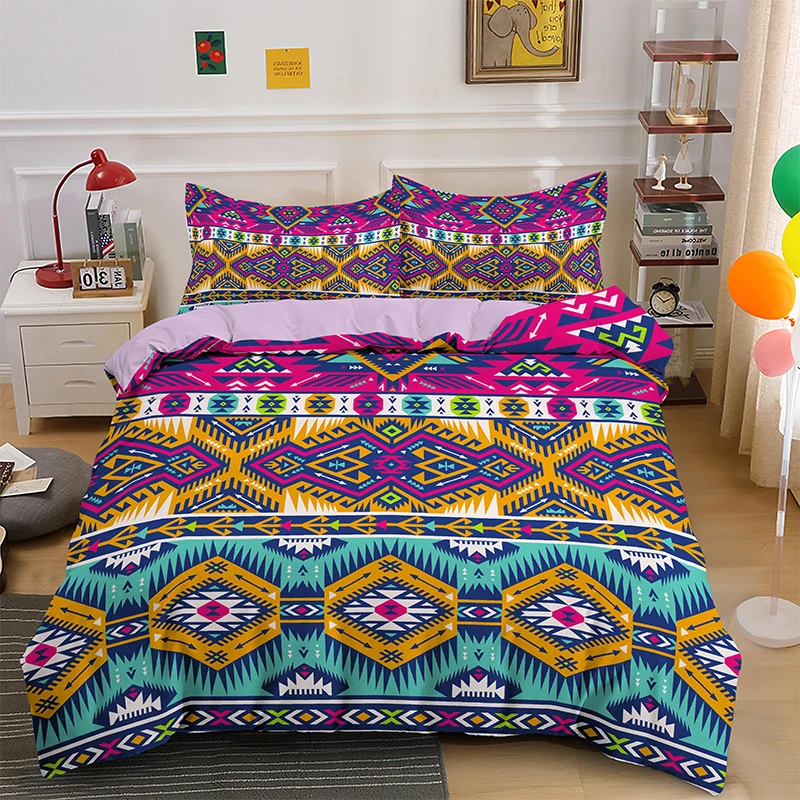 

3D Bedding Set Rainbow Color Comforter 2/3Pcs Duvet Cover With Pillow Covers Single/Double/Twin/Full/Queen/King Size