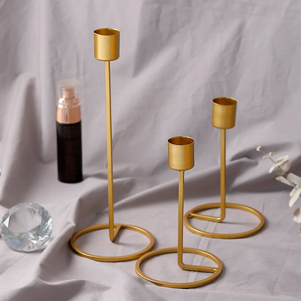 

European Metal Candle Holder Simple Golden Wedding Decoration Bar Party Living Room Home Decoration Gold Sliverl Modern Style