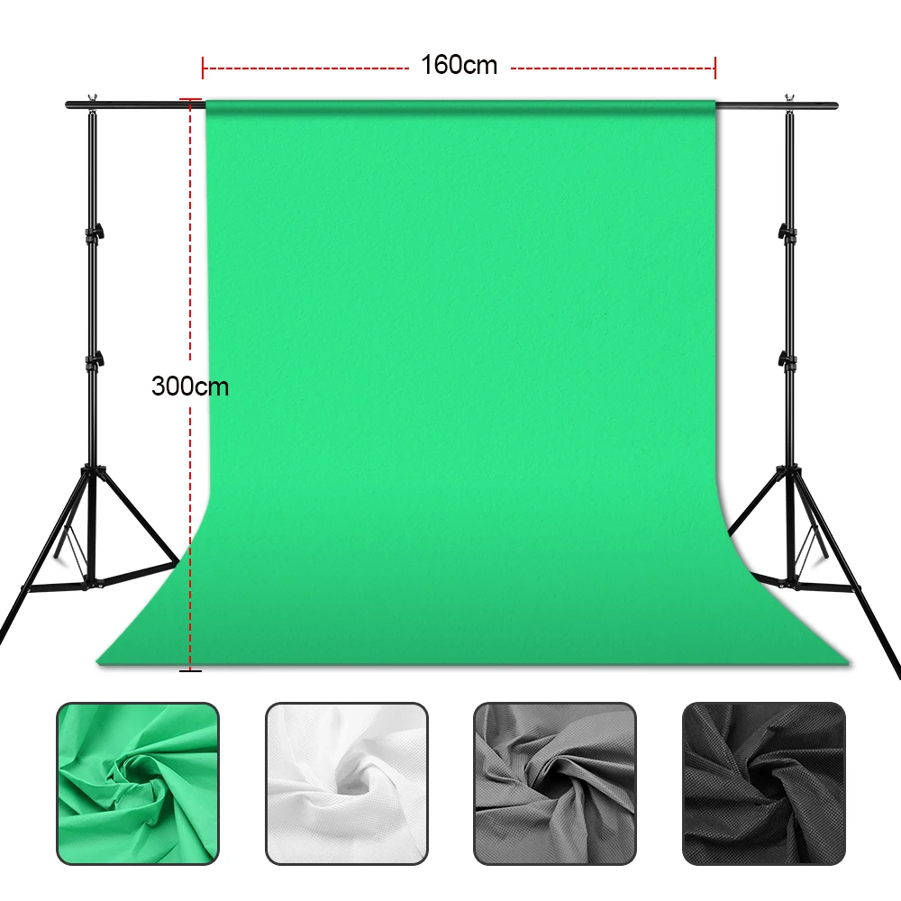 Цена Фотостудия ZUOCHEN 2x2 м, черный, белый, зеленый фон, хромакей, экран Фона, подставка, комплект для портретов, Youtube, видеосъемки