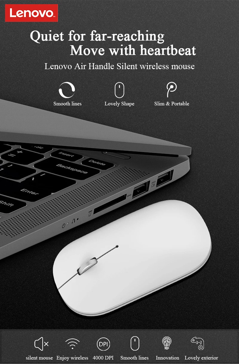 Lenovo Xiaoxin Air Handle беспроводная мышь 4000 dpi Bluetrack технология мышь для игрового ПК офиса дома