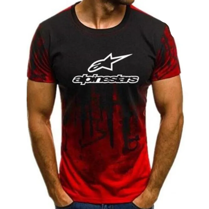 

Men's short-sleeved Alpine Star logo men's T-shirt summer casual cotton gradient T-shirt fashion hip-hop Harajuku male brand tee