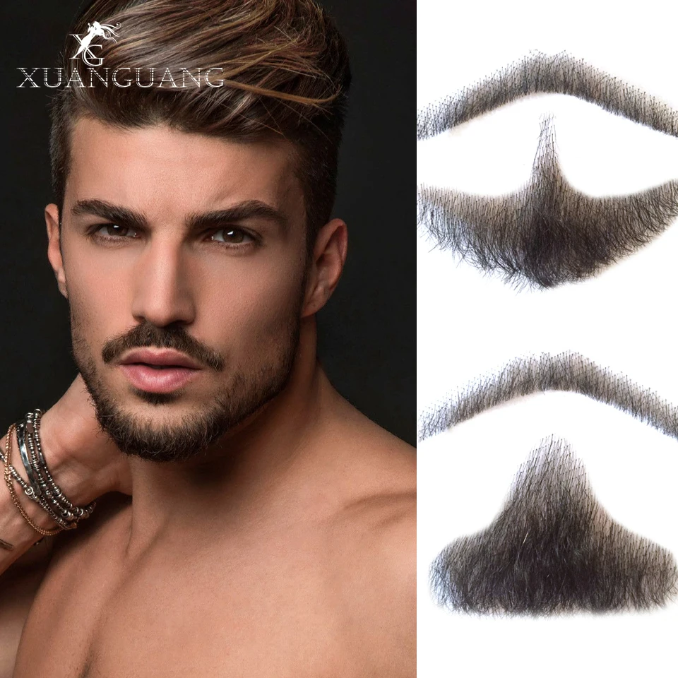 XUANGUANG Lace False Beard Short Invisible Men's Real Hair Indispensable Fake Moustache Mustache Male Facial Hair