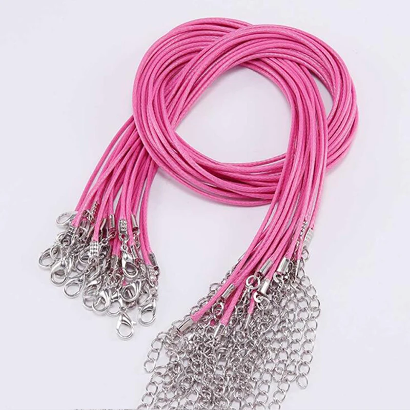 20-10pcs 10/50 шт./лот черная кожаная на вощеном шнуре из шнур Цепочки и ожерелья цепи DIY строка ремень Каната Омара застежка кожаная Ювелирная цепочка - Цвет: 20-10pcs